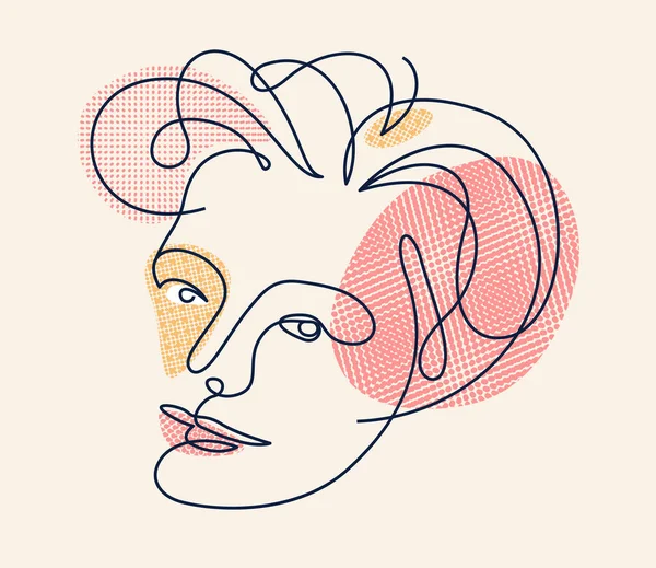 Portrait Vectoriel Abstrait Fille Visage Tête Femme Art Abstraction Illustration — Image vectorielle