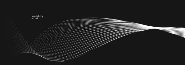 Vague Particules Qui Disparaissent Fond Abstrait Vectoriel Lignes Courbes Points — Image vectorielle