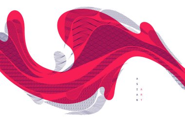 Doğa sanatı oryantal Japon tarzı vektör soyut arka plan kırmızı renklerde, su şekilleri ve dokuları gibi akışkan.