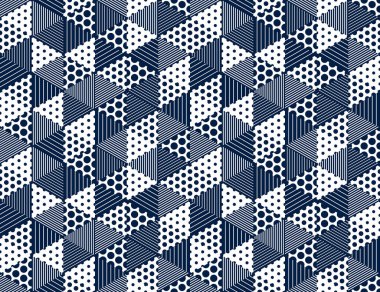 3D noktalı küpler pürüzsüz şablon vektör arkaplan, noktalar ve çizgiler üçgen bloklar, mimari ve inşaat, geometrik tasarım.