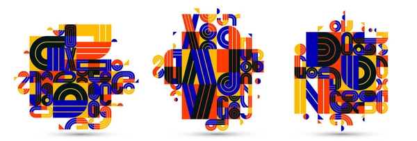 Conjunto Composiciones Diseño Vectorial Abstracto Desordenado Dinámico Colección Arte Moderno — Vector de stock