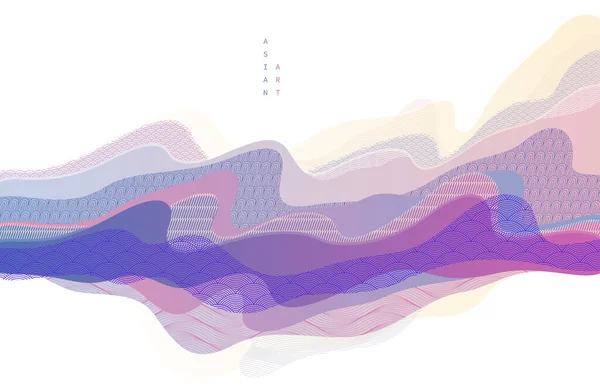 东方自然艺术日本风格的矢量抽象背景 流线型水型和纹理线条 — 图库矢量图片