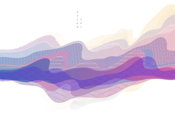 自然の芸術東洋の日本スタイルのベクトル抽象的な背景 水の形やテクスチャと行のような実行します — ストックベクタ