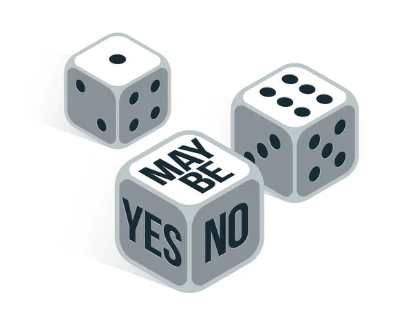 Yes Maybe Dice Rolling Chance Vector Illustration Make Decision Say - Stok Vektor