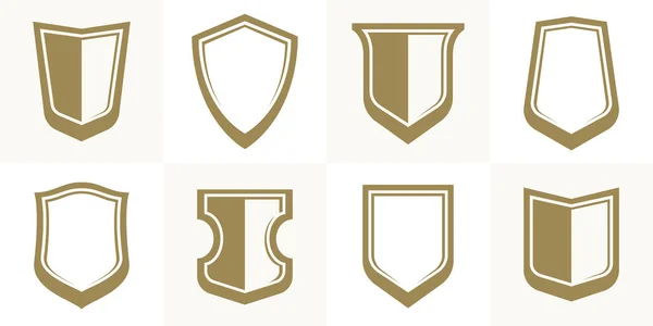 Classical Shields Collection Vector Design Elements Defense Safety Icons Empty — Stock Vector