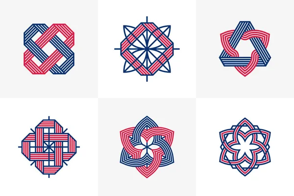 Elementos Diseño Gráfico Para Creación Logotipos Líneas Entrelazadas Colección Iconos — Vector de stock