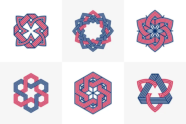 Graphic Design Elements Logo Creation Intertwined Lines Vintage Style Icons — Stockvector