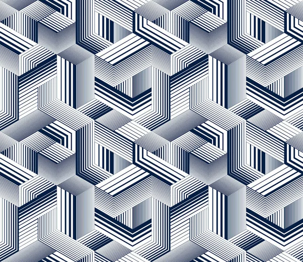Nahtlose Isometrische Linien Geometrisches Muster Würfel Vektor Fliesen Hintergrund Architektur — Stockvektor
