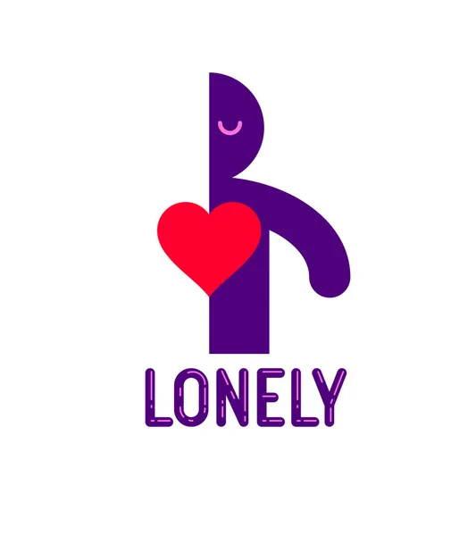 Half Man Icon Heart Lonely Missing His Mate Lover Girlfriend — Stockový vektor