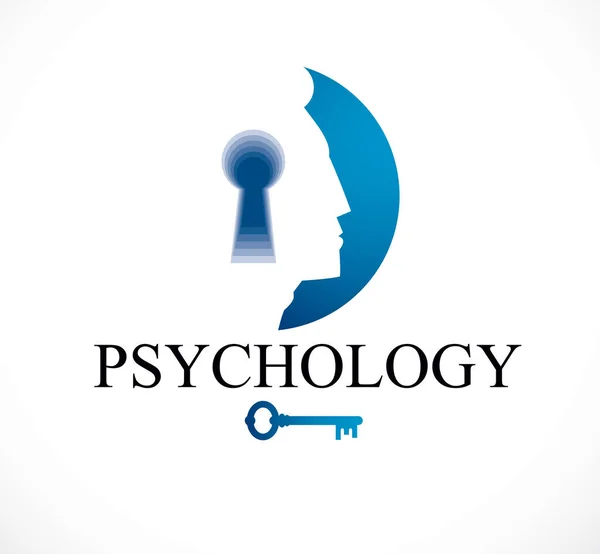 Psychologie Koncepce Duševního Zdraví Vytvořená Profilem Hlavy Klíčovou Dírkou Psychoanalýza — Stockový vektor