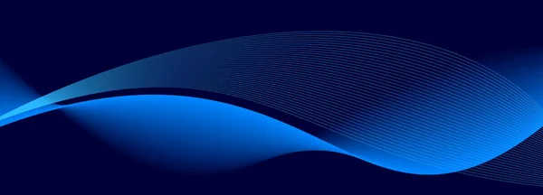 Forme Courbe Vecteur Flux Fond Abstrait Dégradé Bleu Foncé Concept — Image vectorielle
