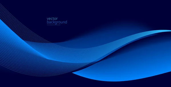 Curve Shape Flow Vector Abstract Background Dark Blue Gradient Dynamic — Stockvektor