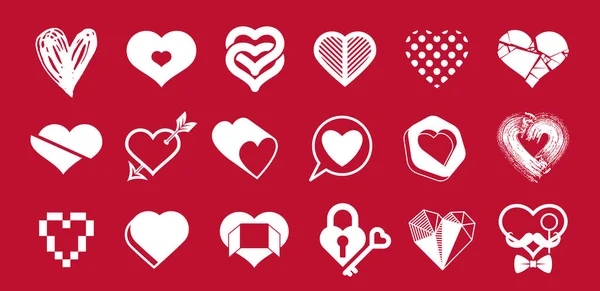 Collection Hearts Vector Logos Icons Set Heart Shapes Different Styles — Stock Vector