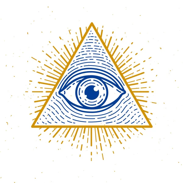 Todos Vendo Olho Deus Triângulo Geométrico Sagrado Alvenaria Símbolo Illuminati —  Vetores de Stock