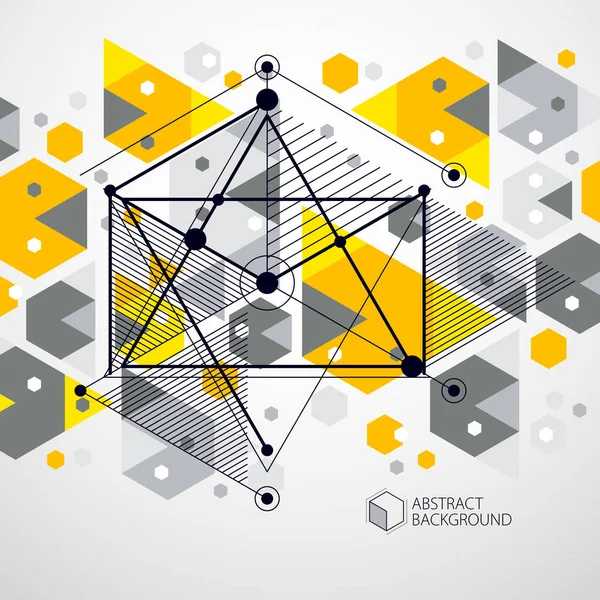 Wektor Abstrakcja Geometryczna Cube Wzór Żółte Tło Układ Kostki Sześciokątów — Wektor stockowy