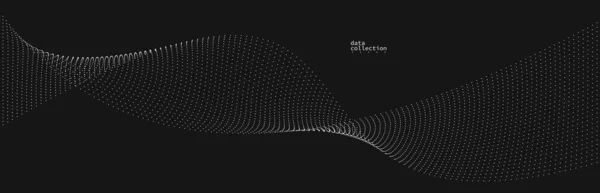 Fond Abstrait Gris Vague Vectorielle Particules Fluides Sur Des Lignes — Image vectorielle