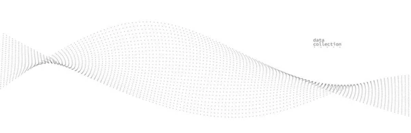 ライトグレーの抽象的な背景 流れる粒子のベクトル波 動きのドットの曲線 技術と科学のテーマ 風通しの良い 簡単な未来的なイラスト — ストックベクタ