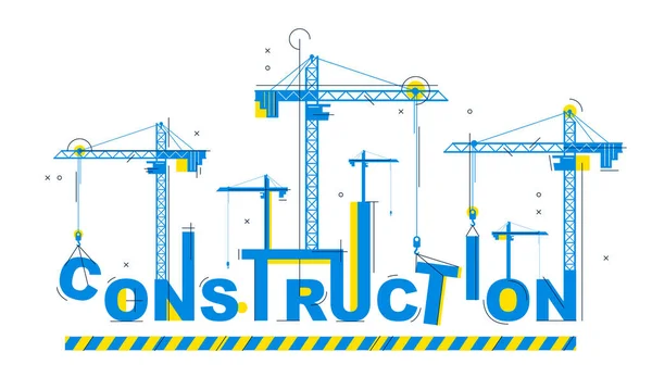Construção Guindastes Constrói Construção Palavra Vetor Conceito Design Ilustração Conceitual — Vetor de Stock