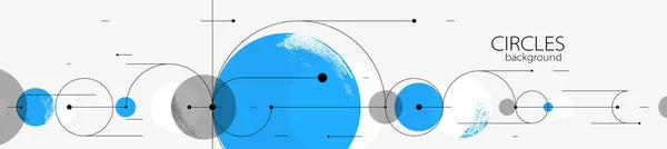 円と線のベクトルアートと幾何学的背景 抽象的な組成技術計画 フラット最小テクノシステム — ストックベクタ