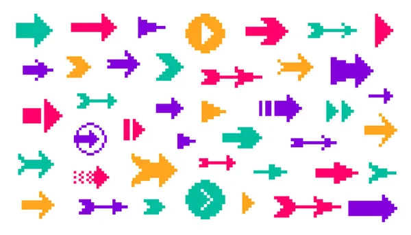 Bit Pixel Frecce Vettoriale Grande Set Icone Raccolta Cursori Direzione — Vettoriale Stock