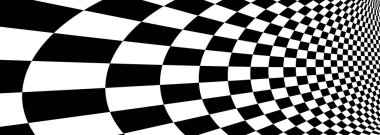 Kontrol örüntüsü üç boyutlu perspektif vektör soyut arkaplan, formula _ 1 yarış bayrak dokusu, siyah ve beyaz kareli illüstrasyon.