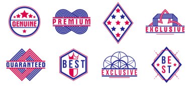 Farklı ürün ve işletmeler için rozet ve logo koleksiyonu, premium en kaliteli vektör amblemleri, klasik grafik tasarım unsurları, nişanlar ve ödüller.