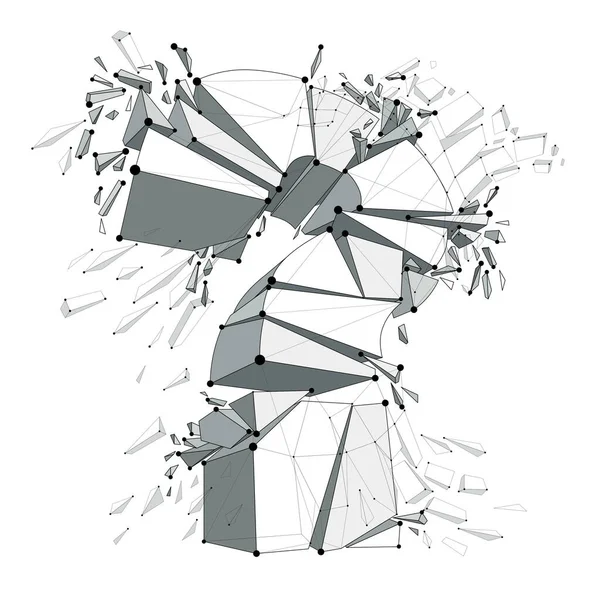 Gebroken Vraagteken Exploderende Query Breken Stukken Illustratie Vector Speciaal Teken — Stockvector