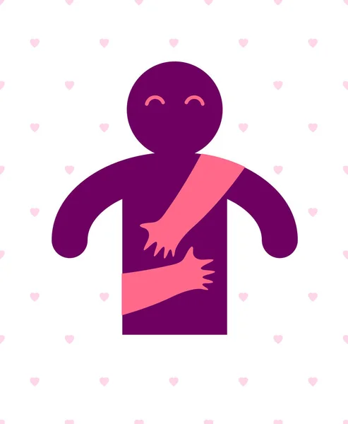 Πολυαγαπημένος Άνδρας Φροντισμένα Χέρια Ερωμένης Γυναίκας Αγκαλιάζει Και Χαϊδεύει Στήθος — Διανυσματικό Αρχείο