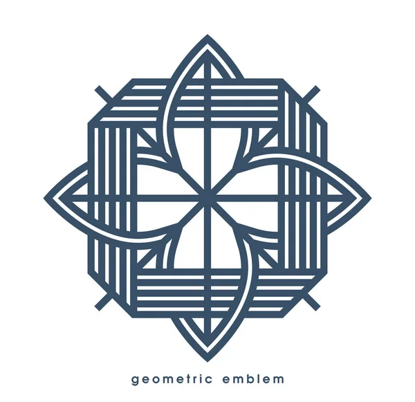 Abstracte Geometrische Bloem Vector Symbool Geïsoleerd Wit Lijn Kunst Geometrische — Stockvector