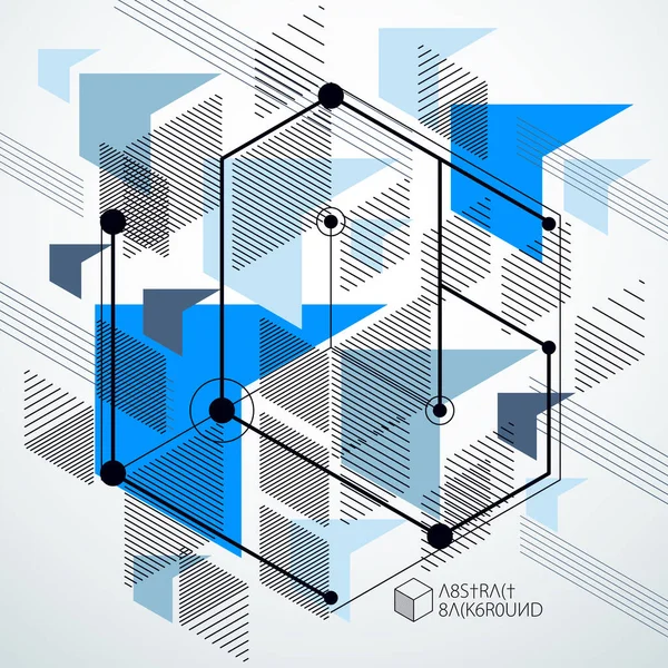 Vector Abstract Geometric Cube Pattern Blue Background Layout Cubes Hexagons — Stock Vector