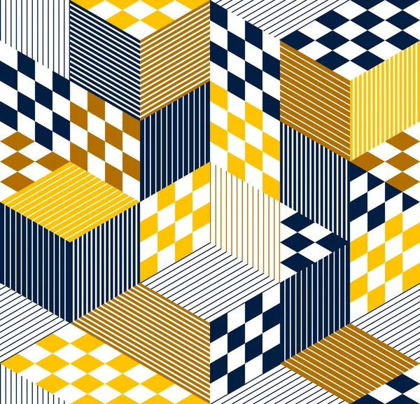 Cubes Fond Vectoriel Motif Sans Couture Losanges Triangles Blocs Dimensionnels — Image vectorielle