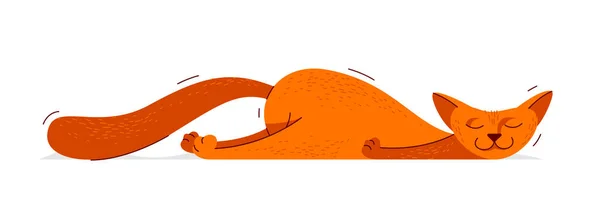 かわいい猫寝て非常に疲れてベクトルイラスト 国内ペット漫画 — ストックベクタ