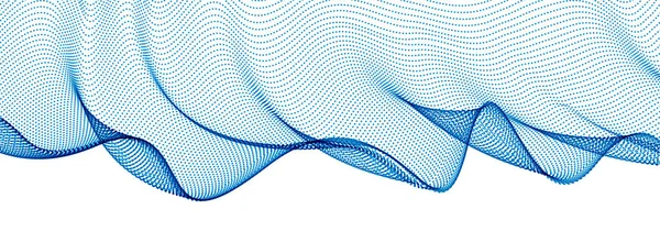 Flytande Partiklar Våg Transparent Tyll Textil Vind Dynamisk Rörelse Kurva — Stock vektor