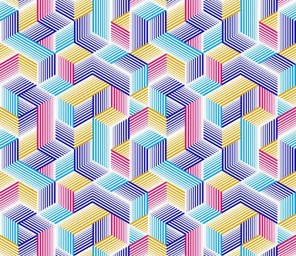 Seamless Isometric Lines Geometric Pattern Cubes Vector Tiling Background Architecture — Stock Vector