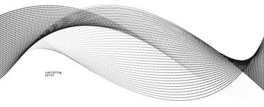 Pürüzsüz ve rahatlatıcı şekil vektörü soyut arkaplan akışkan parçacık dalgası, hareket halindeki noktaların eğri çizgileri, sakin ve yumuşak resim.