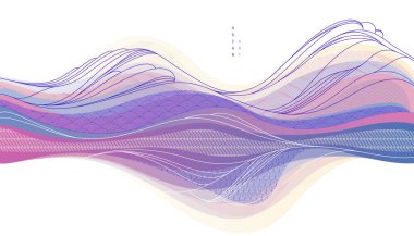 Japon tarzı soyut illüstrasyon, Asya geleneksel tarzında arka plan, dalgalı şekiller ve deniz hatları gibi akan dağlar..