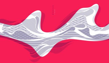 Japon stili soyut çizimler kırmızı renkte, arka plan Asya geleneksel tarzında, dalgalı şekiller ve dağlık arazi deniz hatları gibi akıcı..