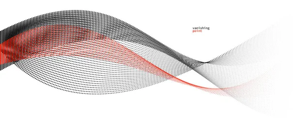 Absztrakt Háttér Vektor Illusztráció Piros Fekete Pontok Mozgásban Görbe Vonalak — Stock Vector