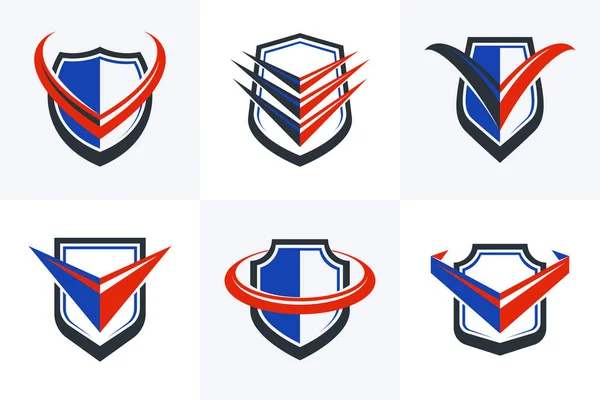 Ensemble Logos Vectoriels Shield Collection Différents Symboles Protection Contre Les — Image vectorielle