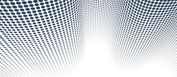 Black Dots Perspective Vector Abstract Background Monochrome Dotted Pattern Cool — Vetor de Stock