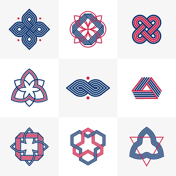 Graphic Design Elements Logo Creation Intertwined Lines Vintage Style Icons — Wektor stockowy