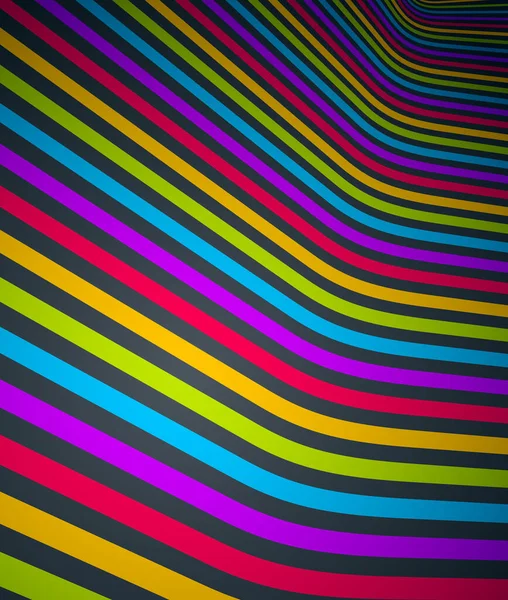 抽象的な線の立体視抽象的なベクトル背景 クールなファンキーなデザインレイアウト 70年代レトロテンプレート — ストックベクタ