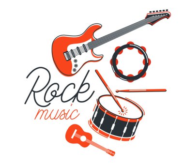 Rock müzik grubu vektör düz illüstrasyon beyaz zemin üzerinde izole edilmiş, hard rock ve heavy metal canlı müzik festivali veya konser, rock n roll müzik grubu, gece kulübü partisi.