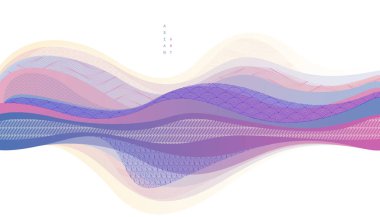 Japon tarzı soyut illüstrasyon, Asya geleneksel tarzında arka plan, dalgalı şekiller ve deniz hatları gibi akan dağlar..