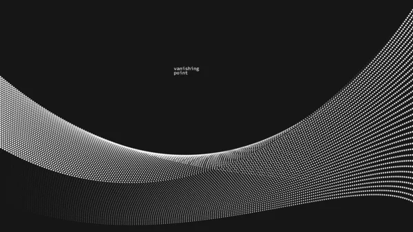 Illustration Vectorielle Abstraite Sur Fond Noir Points Mouvement Par Lignes — Image vectorielle