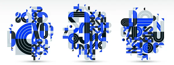 抽象幾何学的構成ベクトルのデザイン 白で隔離された青の抽象 現代的なスタイルの図形イラストアートコレクション — ストックベクタ