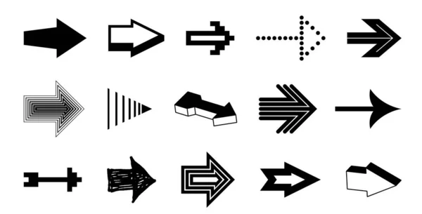Pijl Symbolen Grote Set Van Verschillende Vormen Stijlen Concepten Cursors — Stockvector