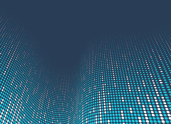 Blaue Punkte Perspektive Vektor Abstrakten Hintergrund Multimedia Internet Informationsthema Wellenstrom — Stockvektor