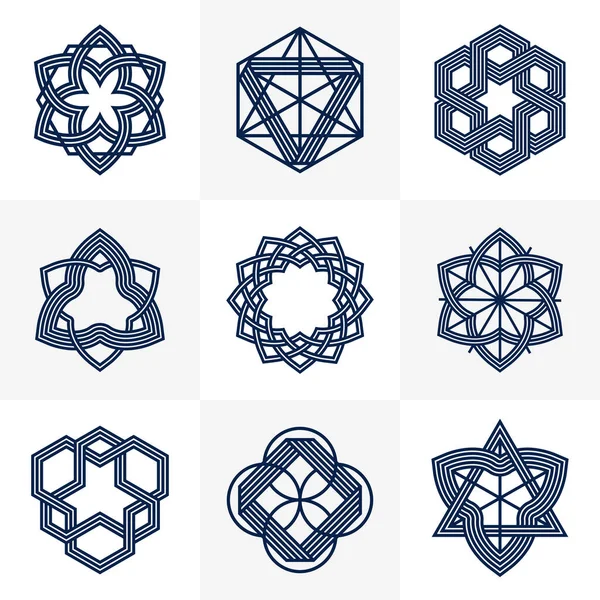 Abstract Geometric Linear Symbols Vector Set Graphic Design Elements Logo — стоковый вектор