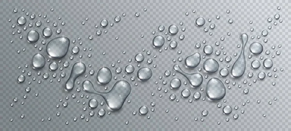 Gotas Lluvia Agua Condensación Ducha Realista Composición Vectorial Transparente Sobre — Archivo Imágenes Vectoriales